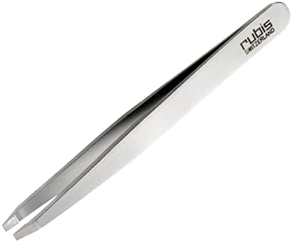 Rubis Universal Stainless Steel Tweezers with Straight Tips for Precise Eyebrows and Hair Removal, 1K302,Rubis Switzerland Swiss Made World Renowned Precision