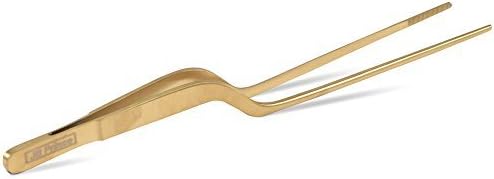 JB Prince Gold Offset Fine Tip Tweezer - 7.8-in