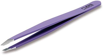 Rubis Classic Stainless Steel Slanted Tweezers with Satin-Finished Grip for Precise Eyebrows and Hair Removal, 1K1616, Mauve,Rubis Switzerland Swiss Made World Renowned Precision