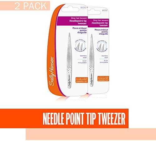 Sally Hansen Beauty Tools Stray Hair Beware, Needle Point Tip Tweezer,1 Count(Pack of 2)
