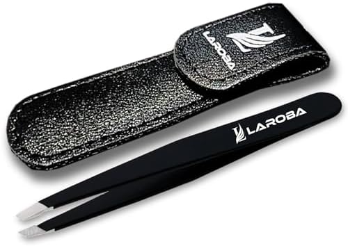 Laroba Precision Slant Tweezers - Professional Stainless Steel Eyebrow Tweezer for Men and Women