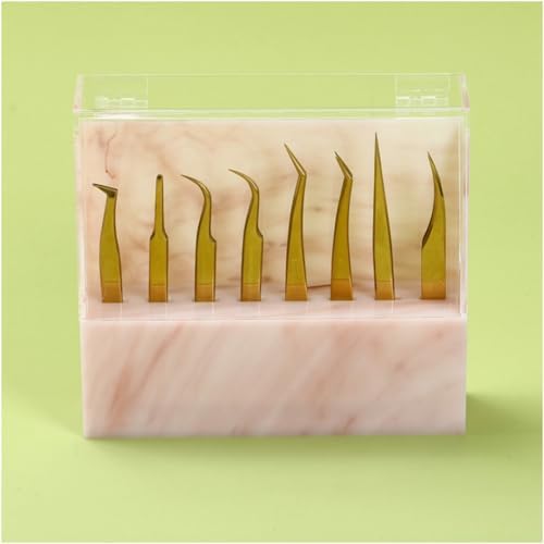 Dust-proof Tweezers Holder Lash Extension Supply Stand Holder, 8 Holes Tweezers Storage Holder for Eyelash Extensions Supplies Acrylic Display Stand Salon (Pink)1