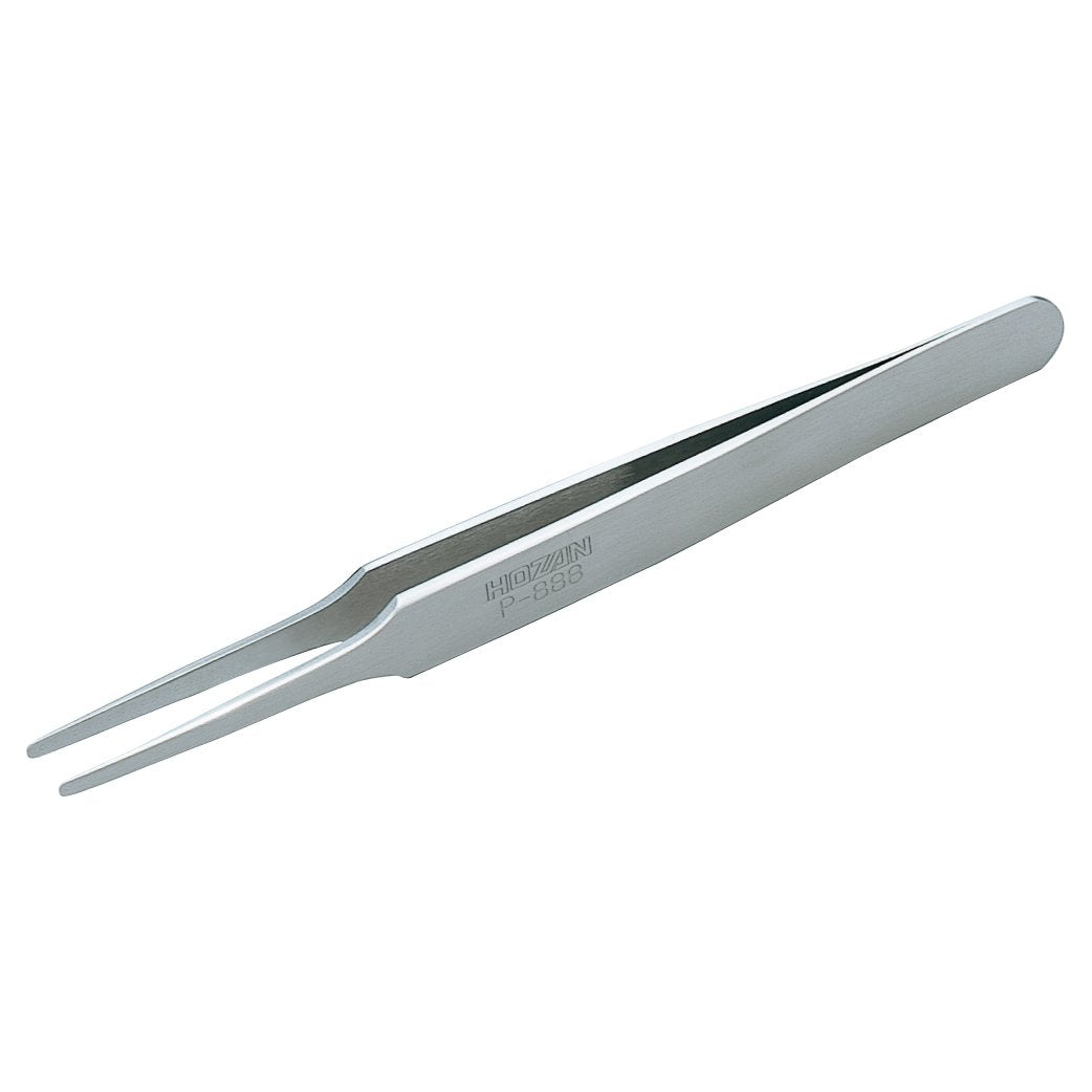 HOZAN 118mm Tweezers P-888 for sticker removal Stainless Steel tip 2mm R-type