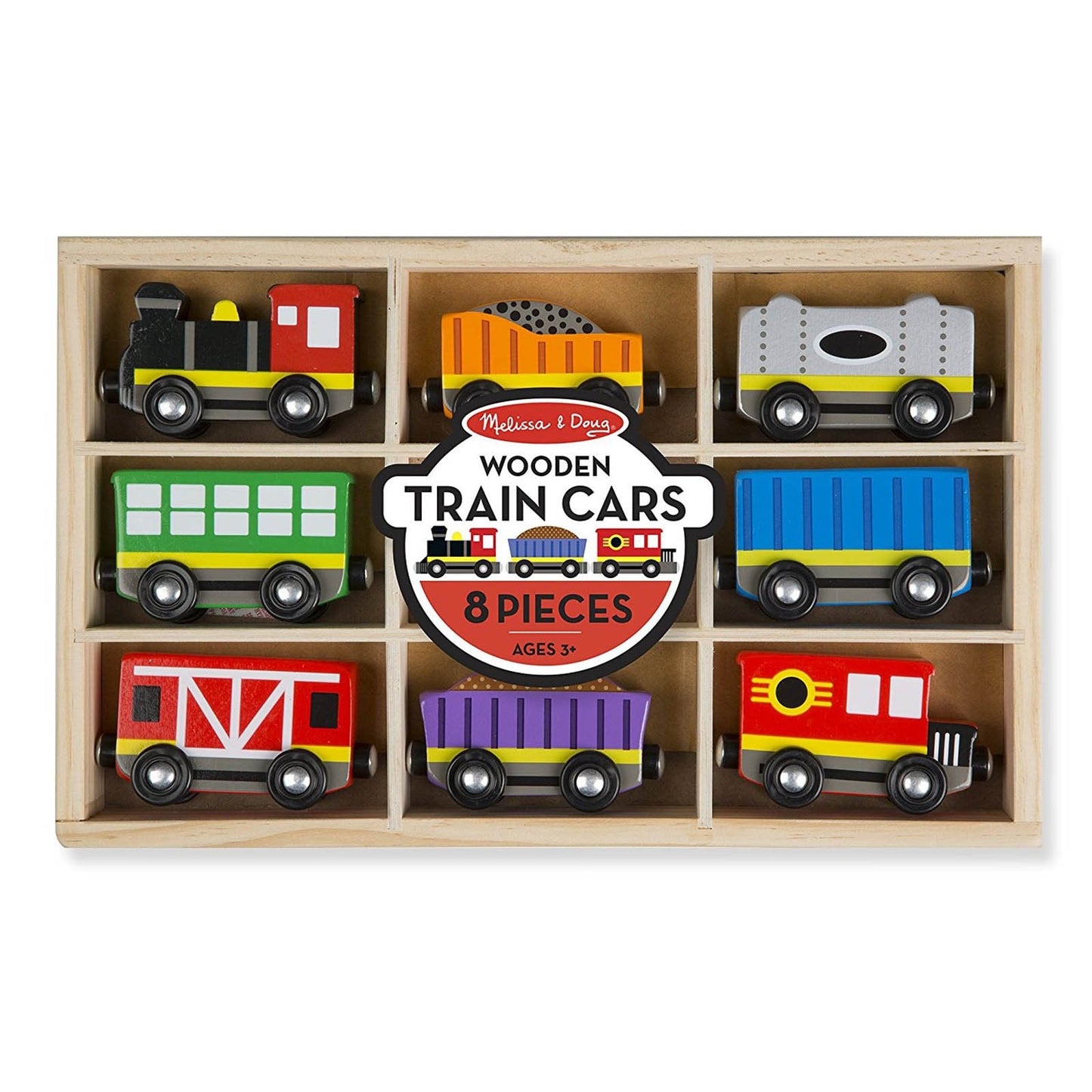 Melissa And Doug Wooden 8 Piece Train Cars Set