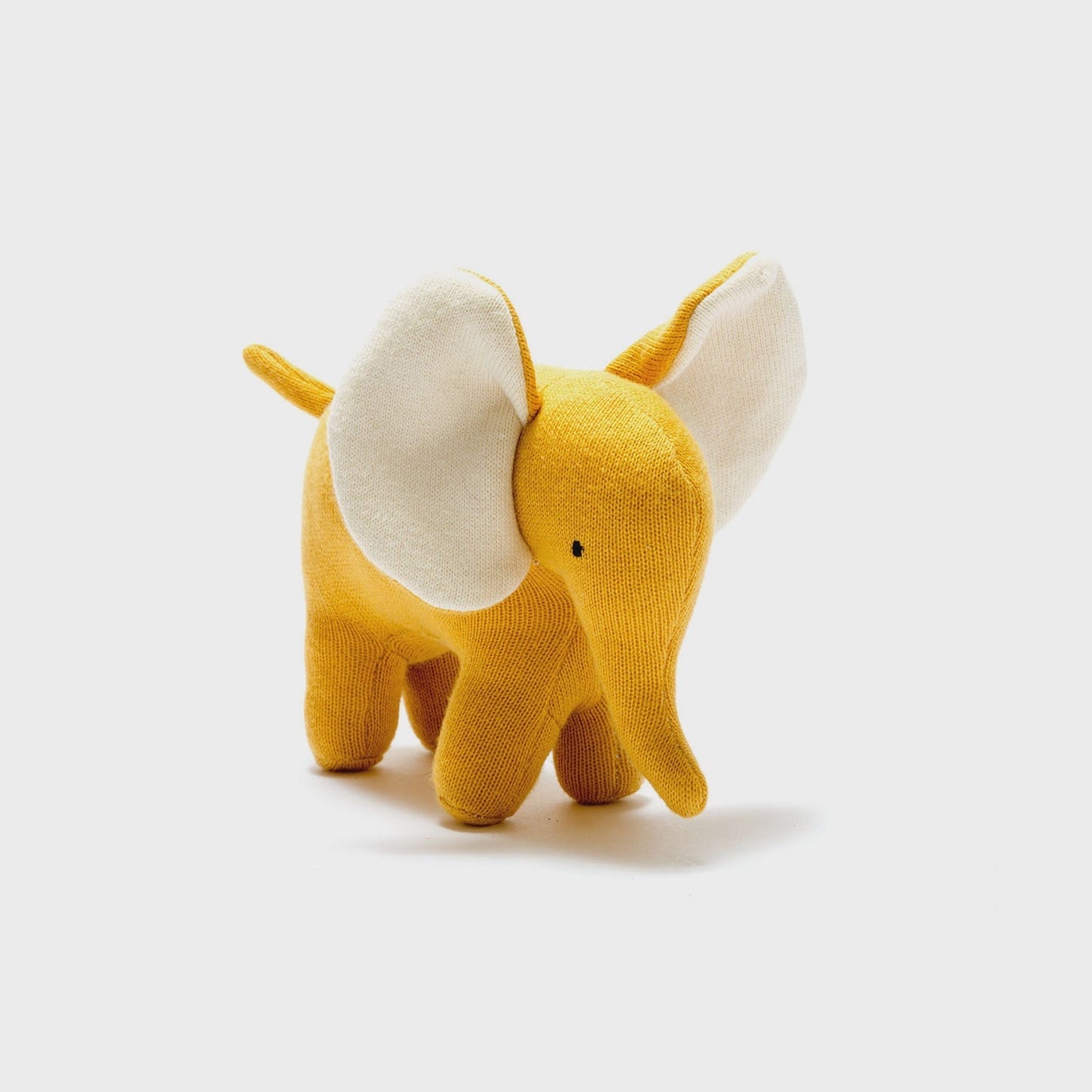 Medium Knitted Organic Cotton Plush Toy - Ellis the Elephant / Mustard