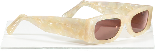 GCDS Cream Gd0020 25s Ivory Bordeaux Sunglasses