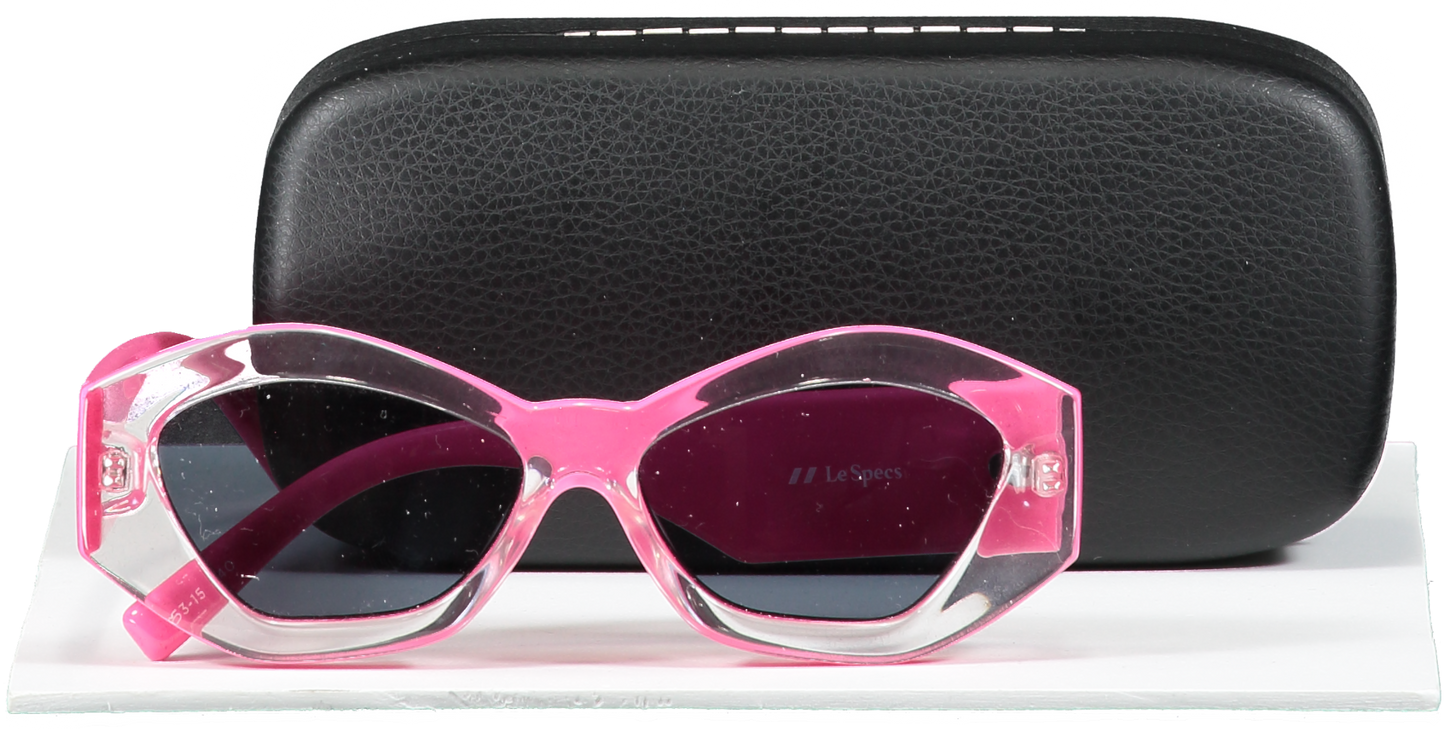 Le Specs Luxe Pink The Ginchiest Sunglasses in case