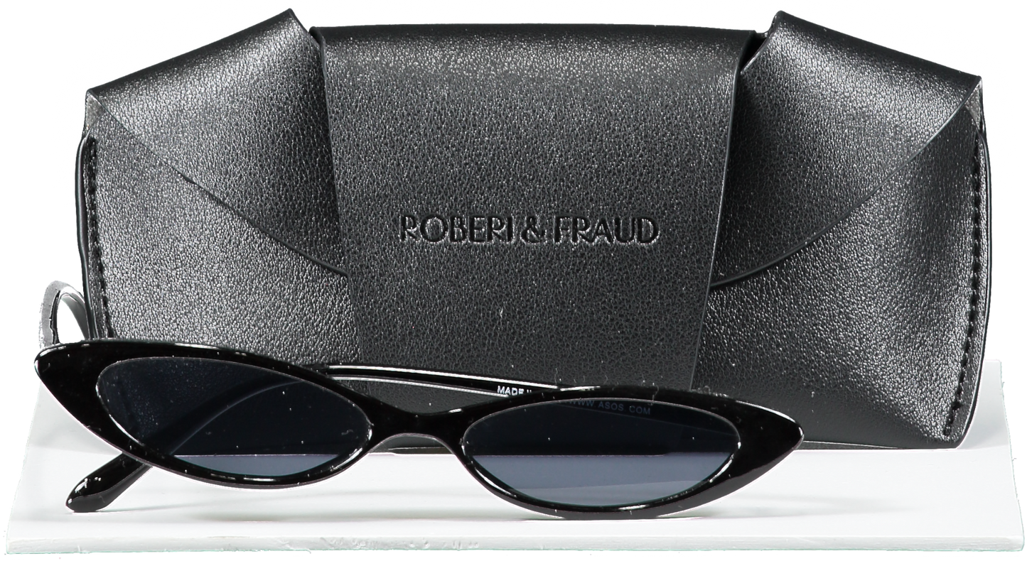 Roberi & Fraud Black Frances Sunglasses in case
