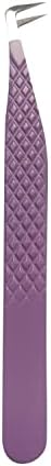 SZELES Fiber Tip Tweezers Diamond Grip Eyelash Extensions Tweezer Anti-Slip solation Volume Lash Tweezers For Lash Tweezers (FTT1-PINK) (FTT1-PURPLE)