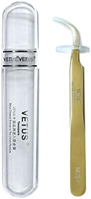 Original Vetus Eyelash Eyebrow Tweezers Stainless Steel Pro Fine Curved Tip Switzerland Tweezers Non-magnetic Beauty Nail Art DIY Tool (Golden)