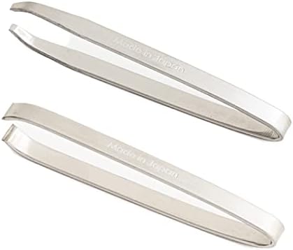 Eyebrow Tweezers [ Made in Japan ] 2 Pieces Set, Professional Hande Made Sharp Tweezers for Men and Women (SK-2)