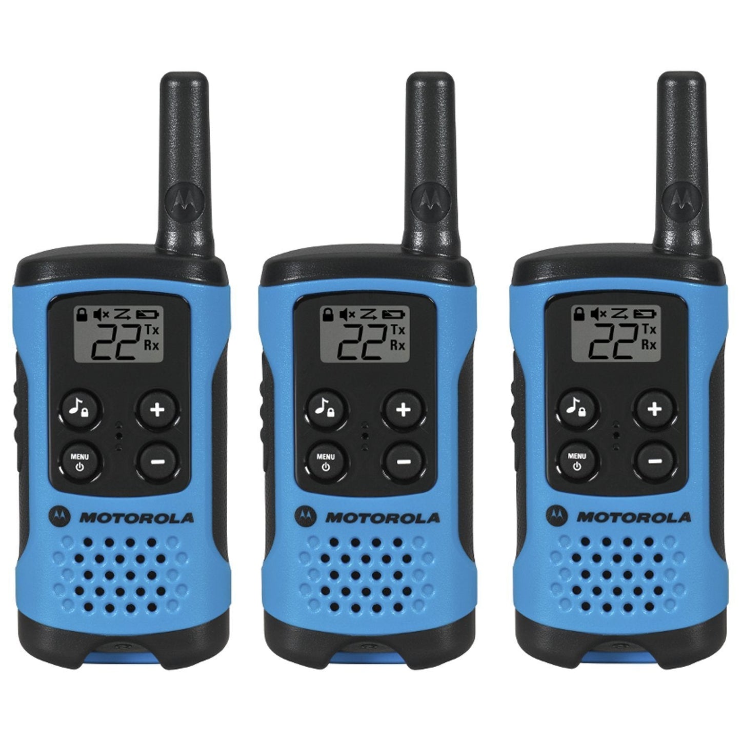 Motorola T100TP 16 Miles 22 Channel Talkabout Radio, Blue - 3 Pack - Requires 3 x AAA Batteries WALKTALK