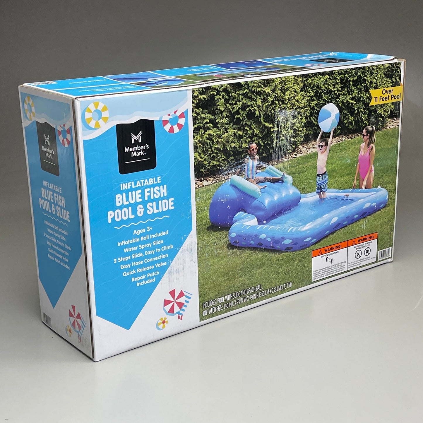 MEMBERS MARK 11’ Inflatable Donut Pool & Slide Blue (New)