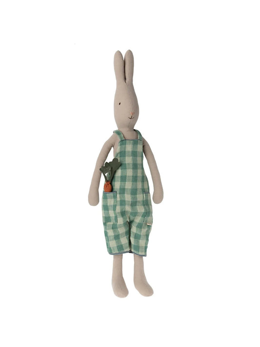 Maileg Rabbit Size 3 in Plaid Overalls