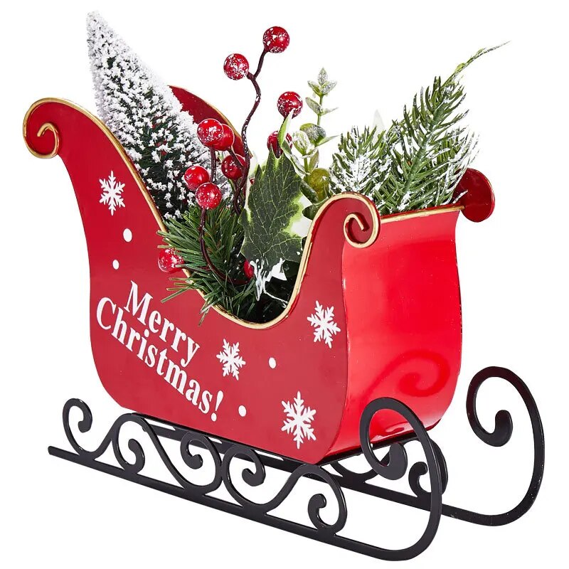 Merry Christmas Metal Sledge with Lights, Christmas Craft Supplies, Indoor Decoration, Happy New Year Gift, Party Decor ShopOnlyDeal