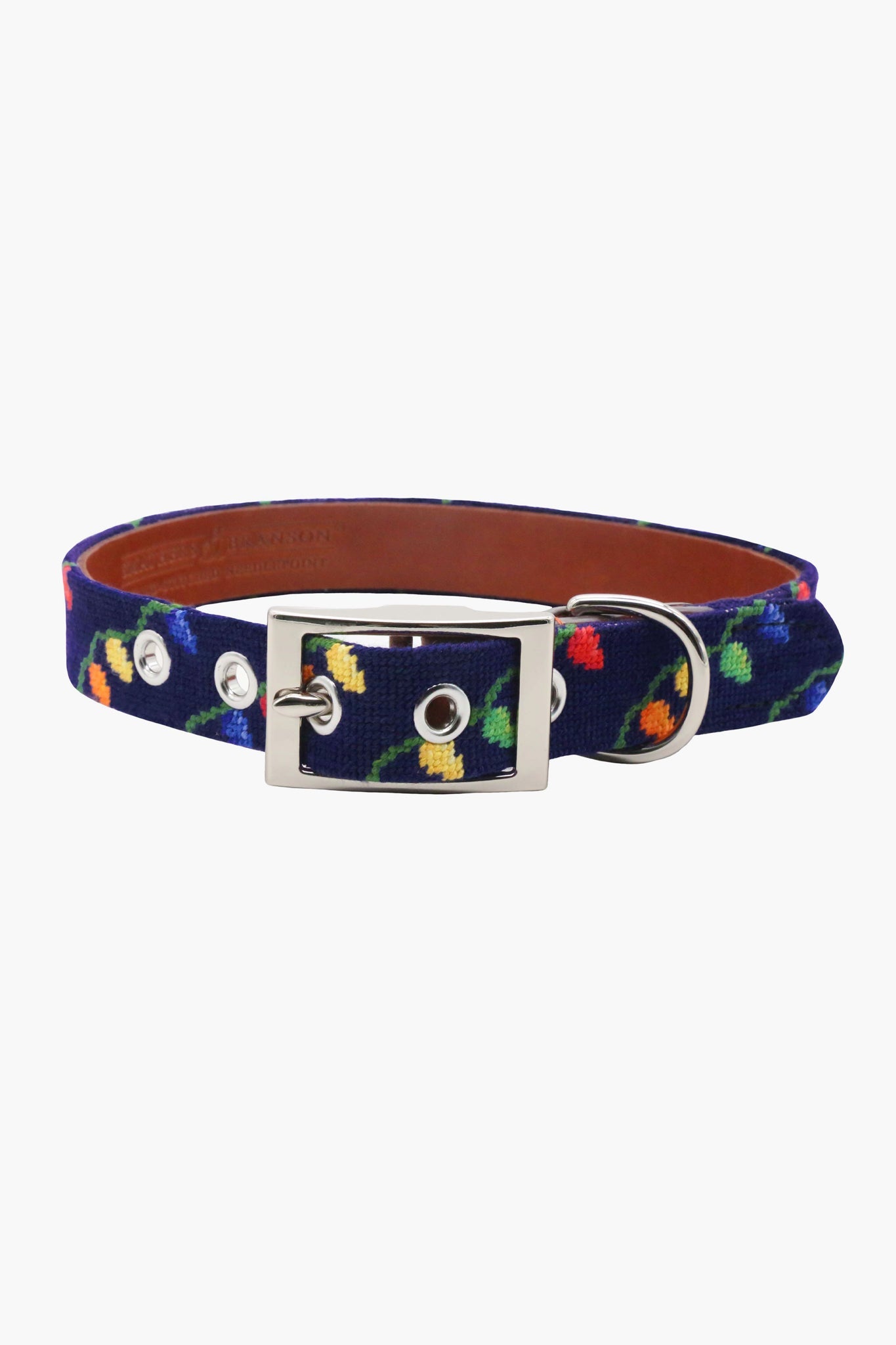 Christmas Lights Needlepoint Dog Collar