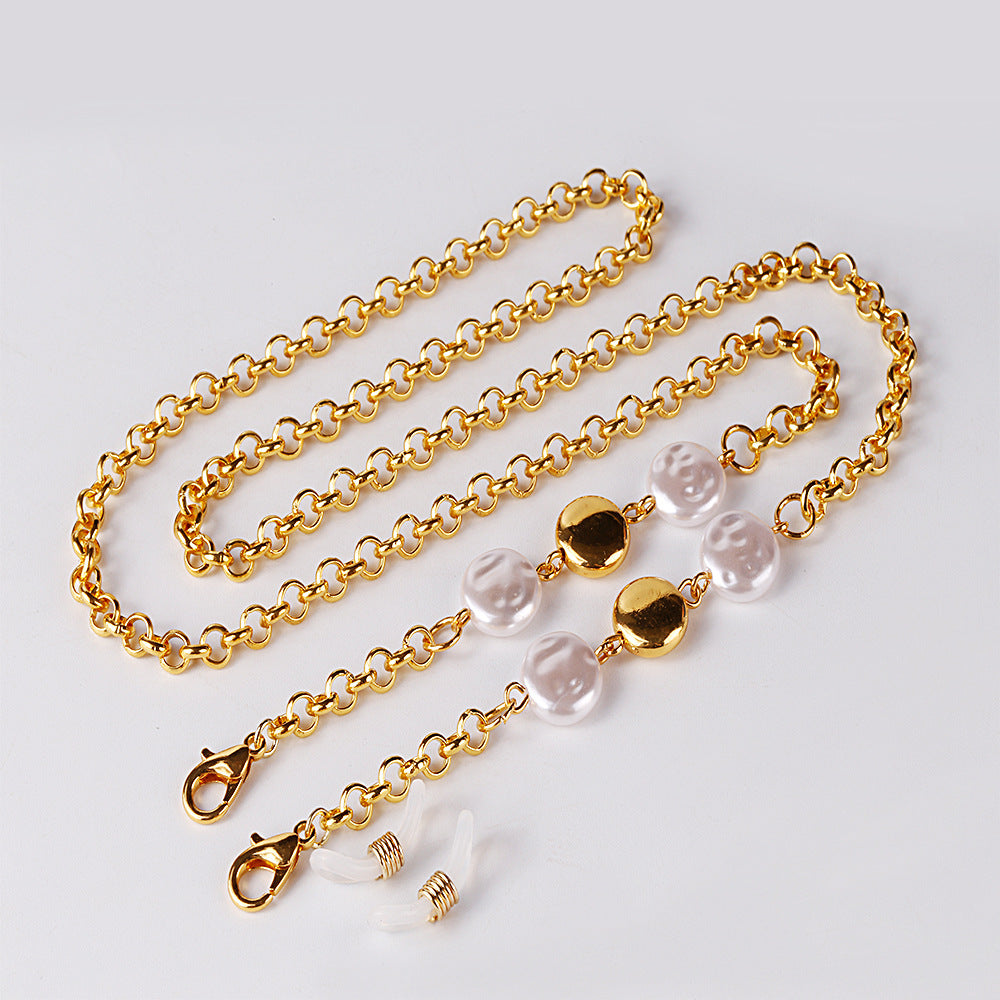 Face Mask Lanyards Gold Pearl Mask Necklace Eyeglass Chain for Women