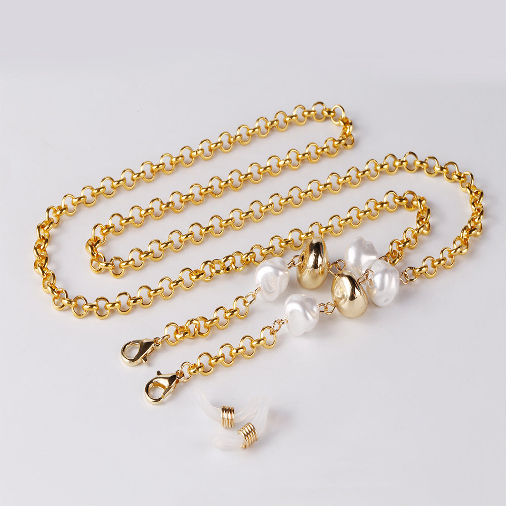 Face Mask Lanyards Gold Pearl Mask Necklace Eyeglass Chain for Women