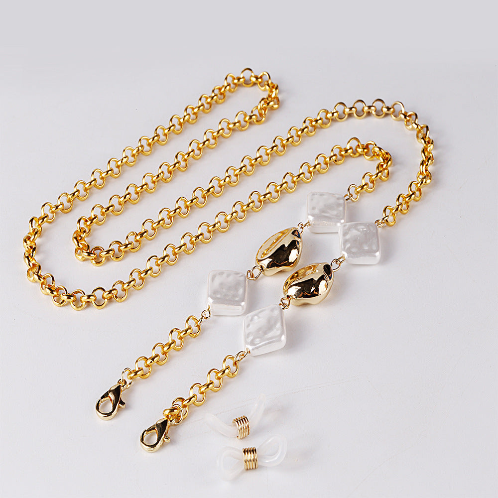 Face Mask Lanyards Gold Pearl Mask Necklace Eyeglass Chain for Women