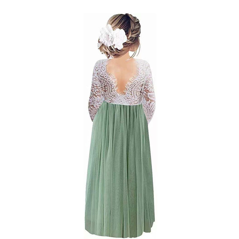 Lace Back A- Line Straight Girl Dress