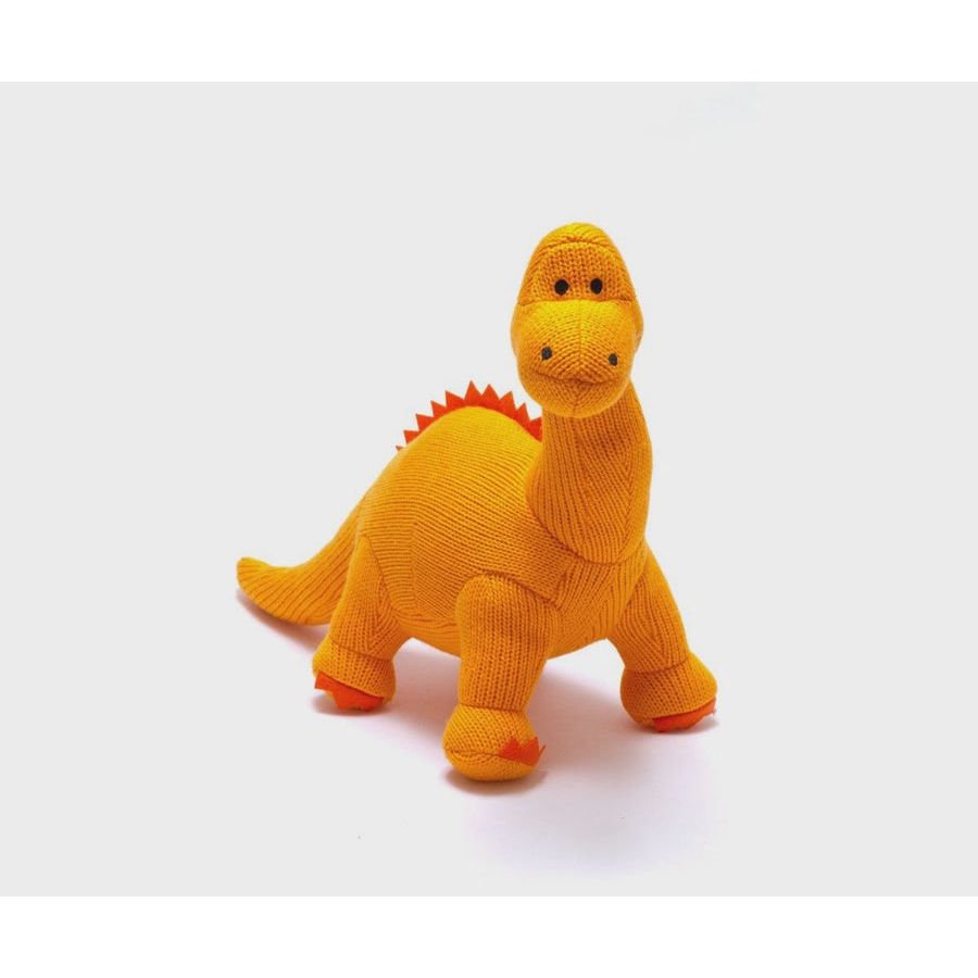 Large Knitted Dinosaur Plush Toy - Orange Diplodocus